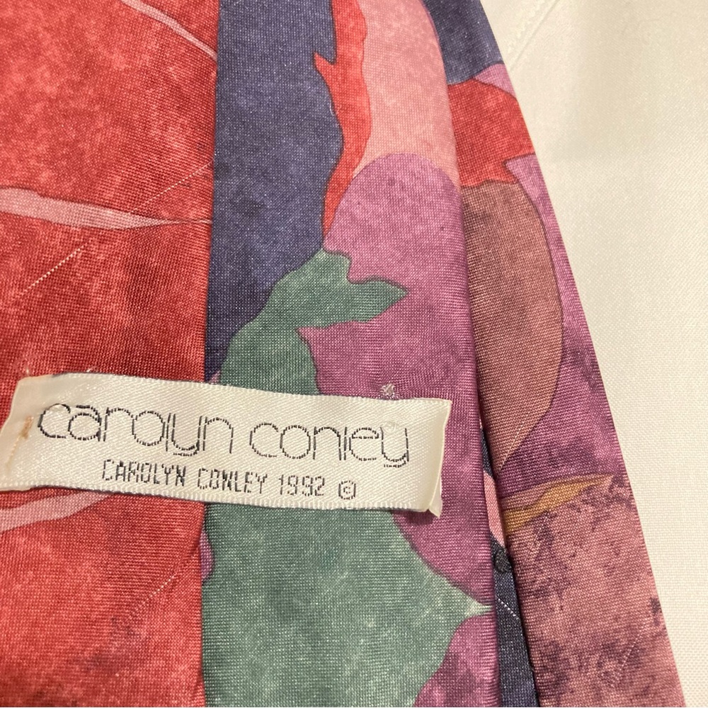 CAROLYN CONLEY Vintage Watercolor Abstract 1992 Tie 3.25 inches Wide - Picture 4 of 6